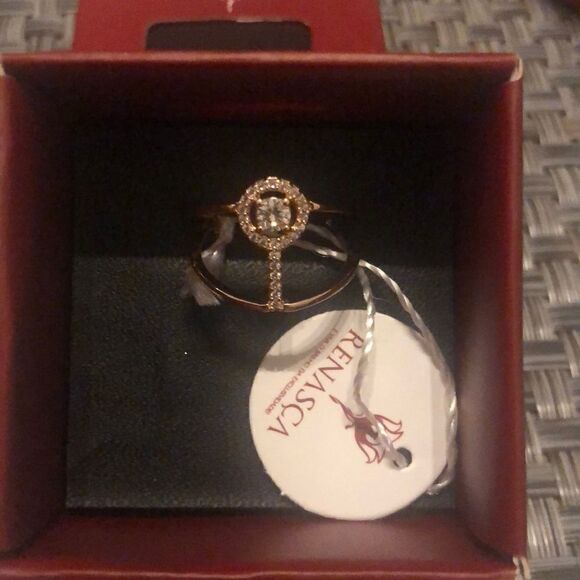 ZIRCONIA VERSATILE RING + ROSE GOLD PLATED size 7 & 8 - Picture 6 of 12